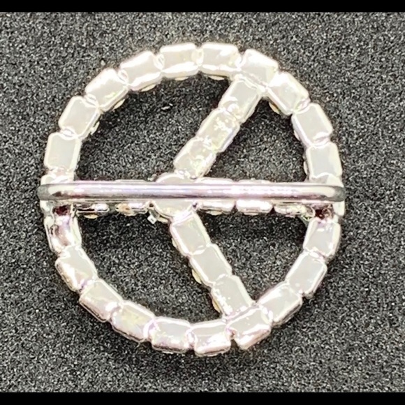 Peace Sign belt buckle slider crystal silver round - Picture 6 of 8